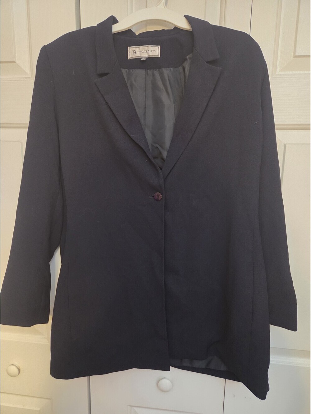 Travis Ayers Women’s Size 16 Black Long Blazer Jacket One Button Career Lined